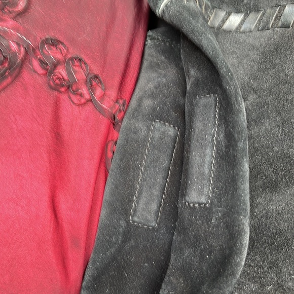 Large Brighton Drawstring  Suede Bag with silver accents. Beautiful and Durable - Picture 13 of 17